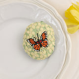 Butterfly on Hydrangea Embroidered Egg Ornament