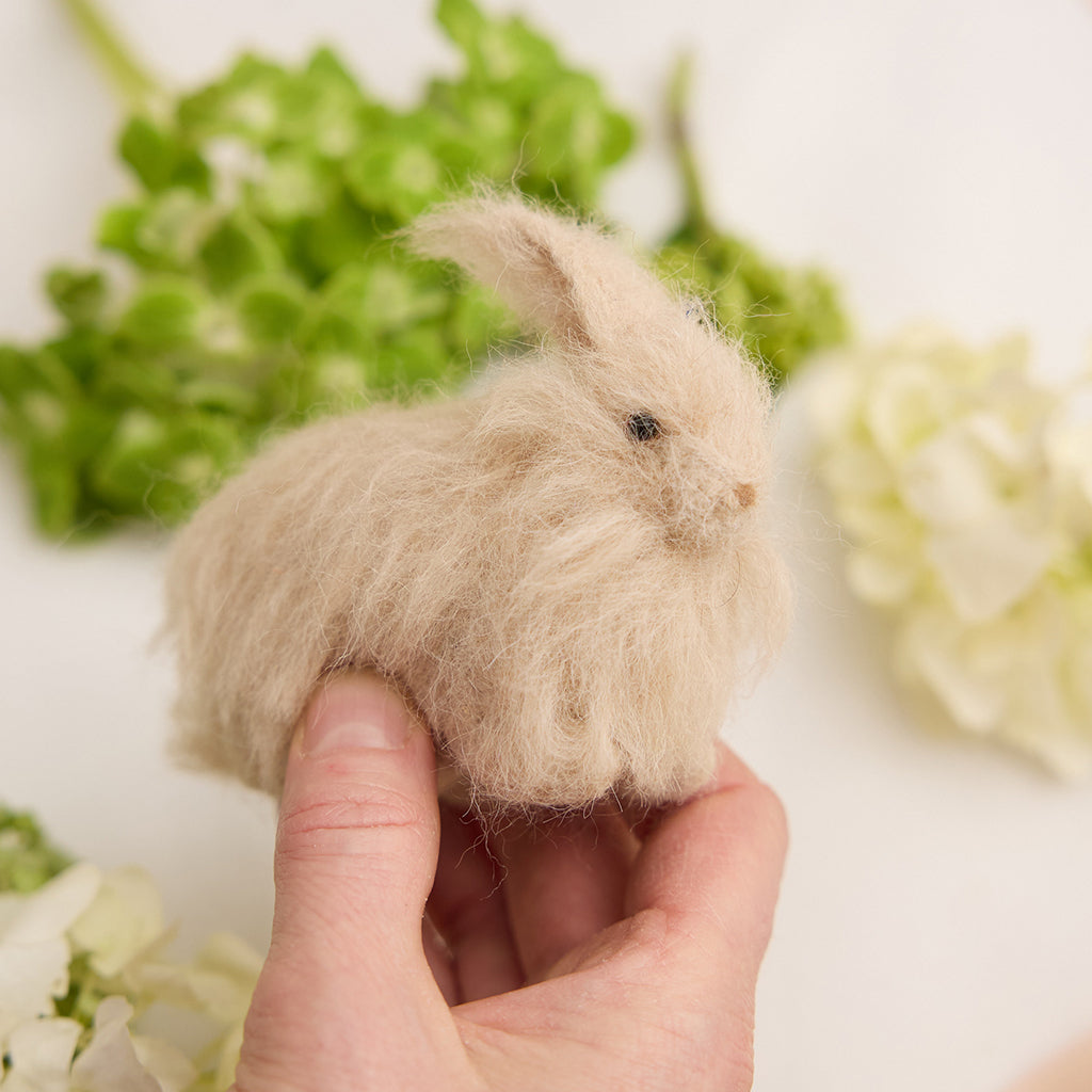 Hand-Needle Felted Alpaca Tan Wool Angora Rabbit Ornament – Craftspring