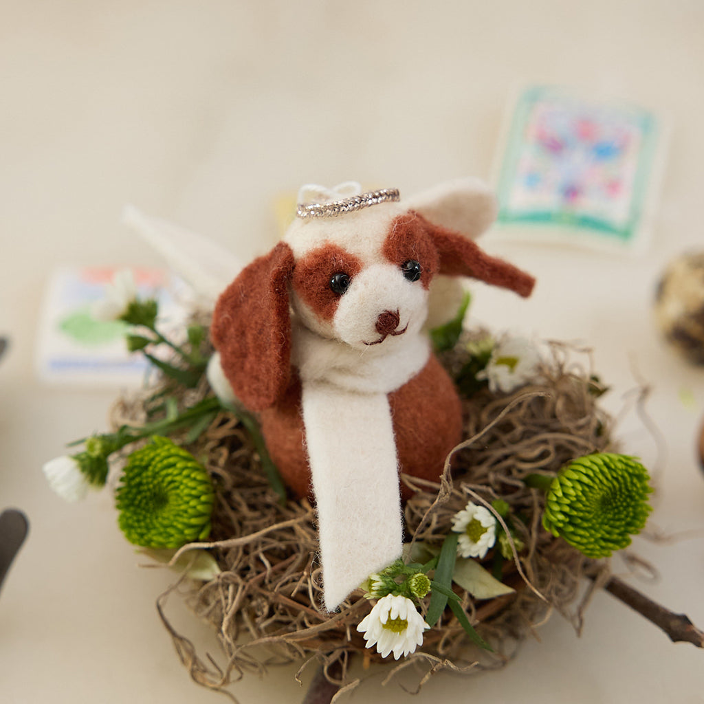 Brown Little Drop Puppy Angel Ornament