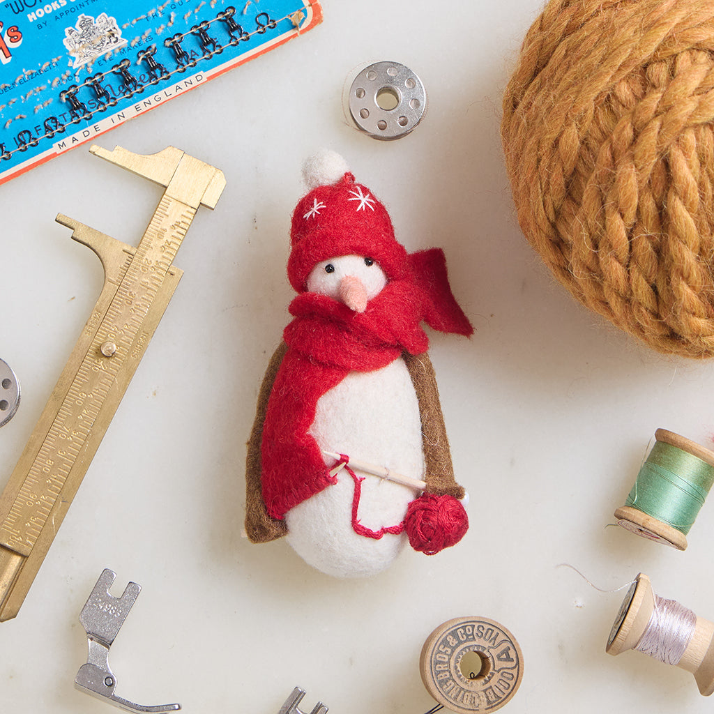Knitting Snowman Ornament