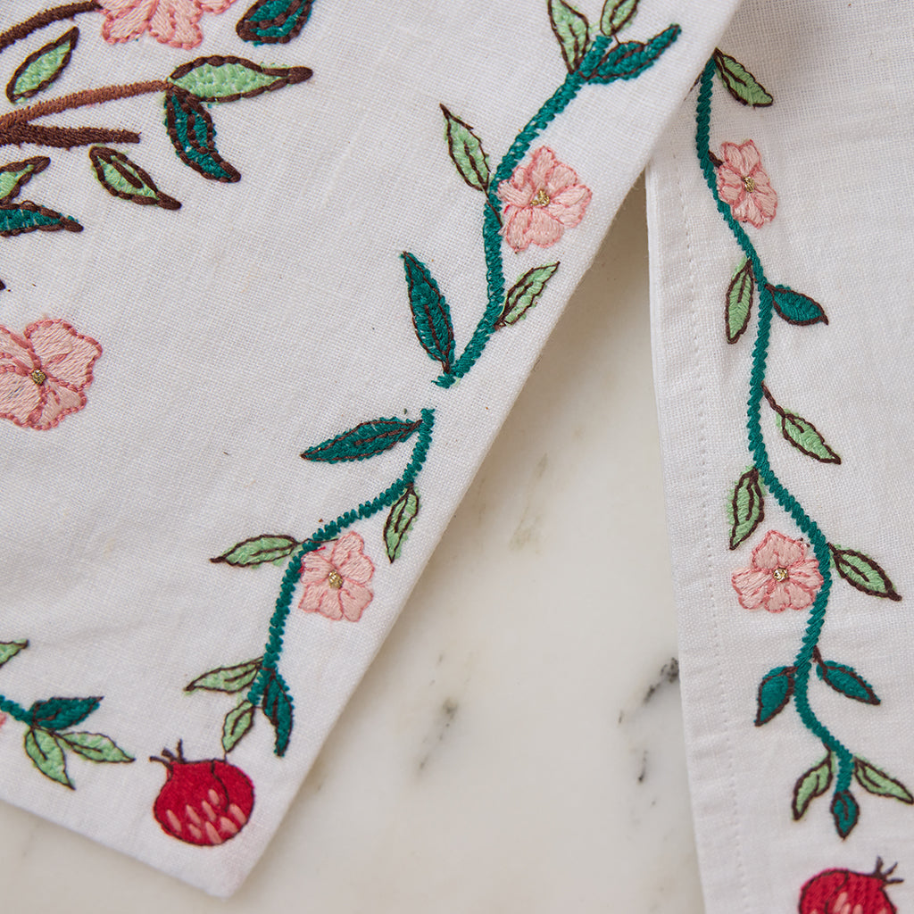 Hand-Embroidered Afikoman Bag with Pomegranate