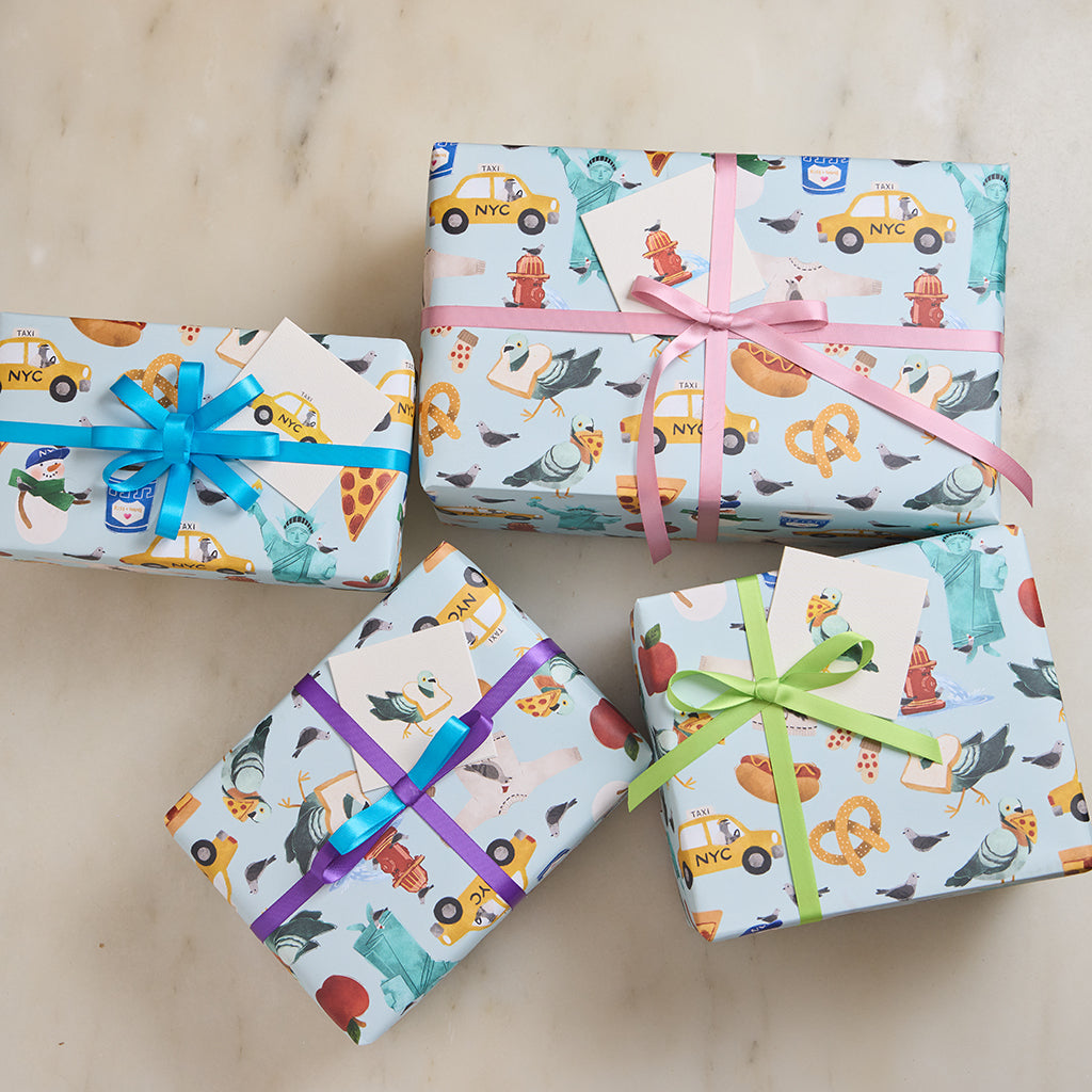 NYC Pigeons Wrapping Paper Sheets Set of 4