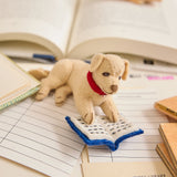 Charming wool felt ornament featuring a loyal pup reading a book – part of the Reading Collection for bookworms, teachers, and story lovers.