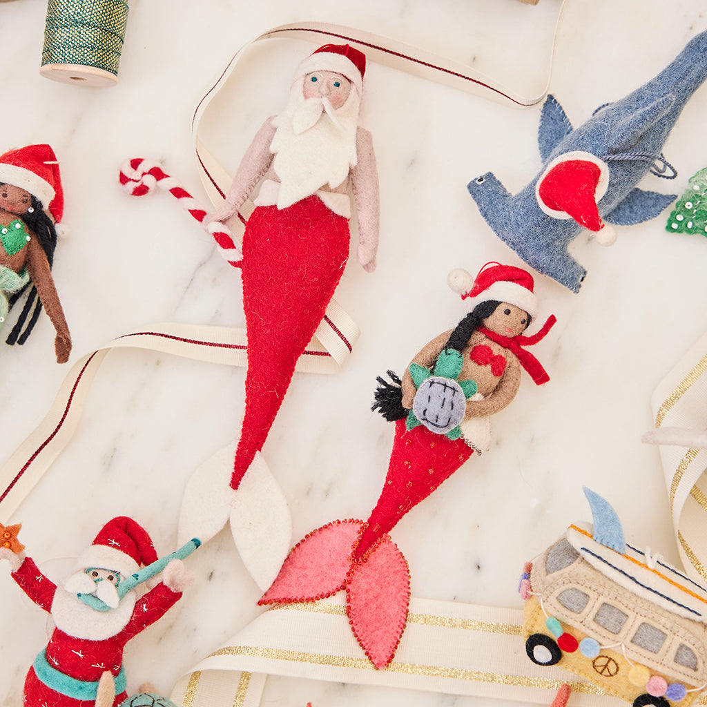 Christmas Mermaid with Turtle Ornament