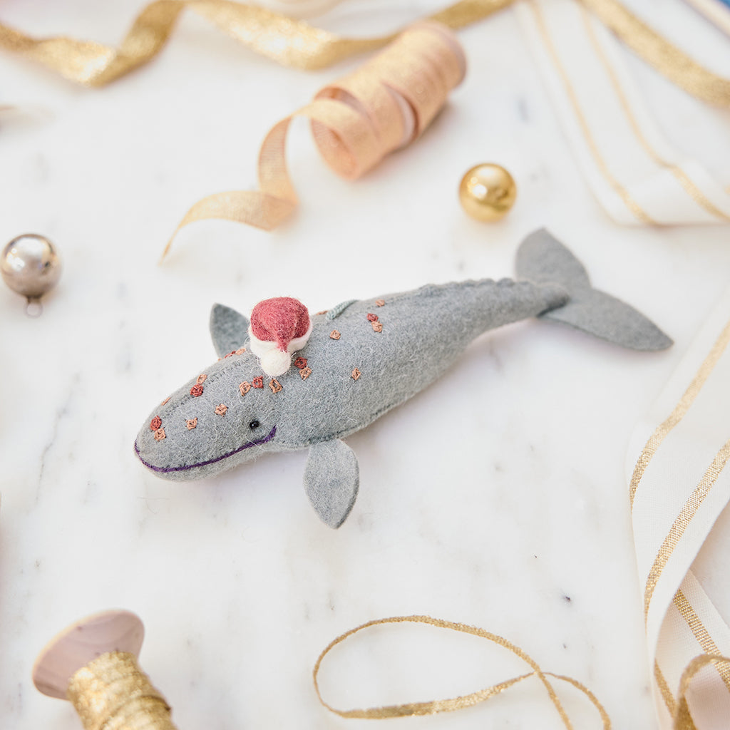 Santa Spyhop Gray Whale Ornament