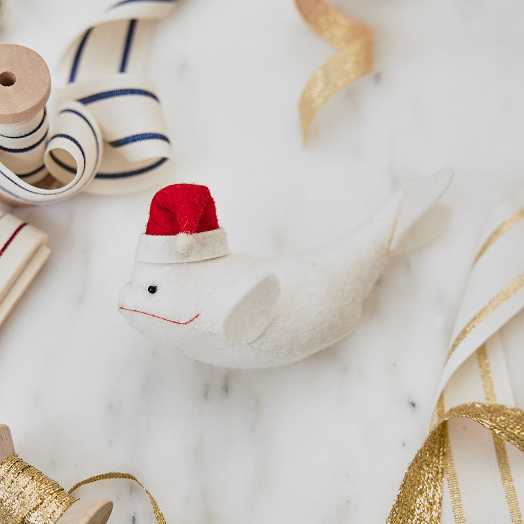 Joyful Santa Beluga Ornament