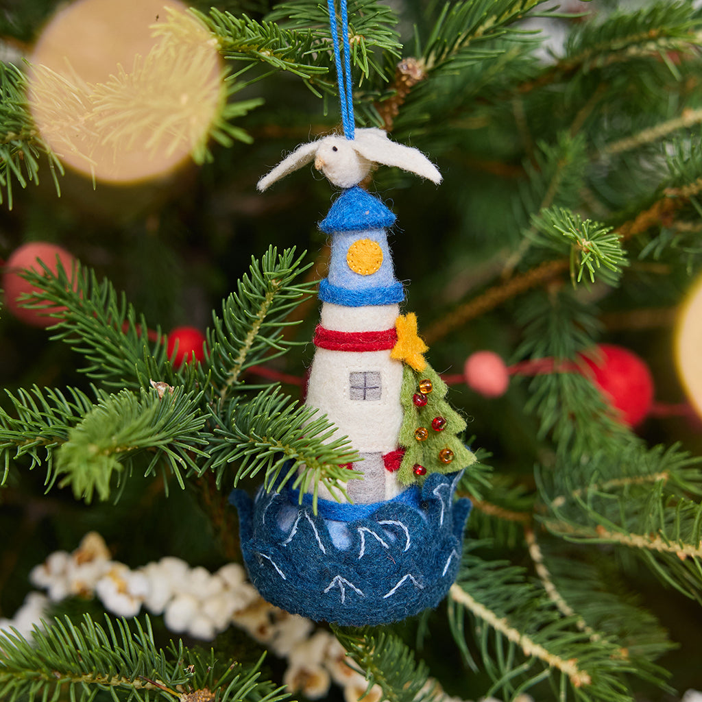 Holiday Lighthouse Ornament