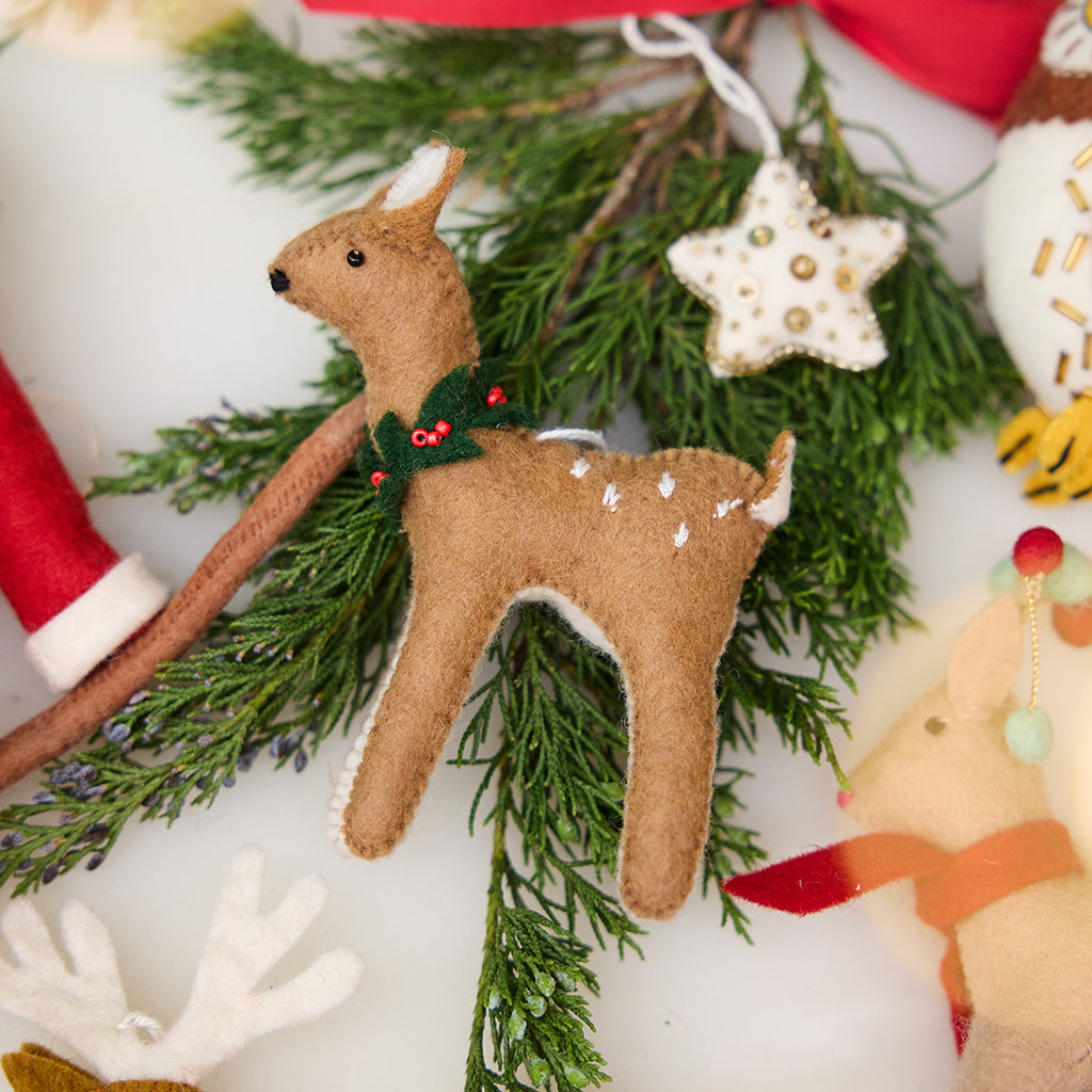 Winter Wreath Fawn Ornament