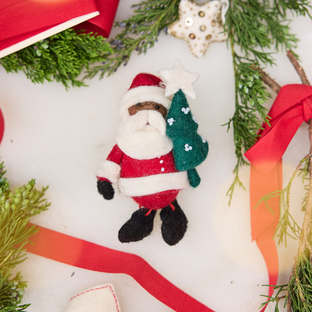 Joyful Days Santa Ornament - Deep Brown