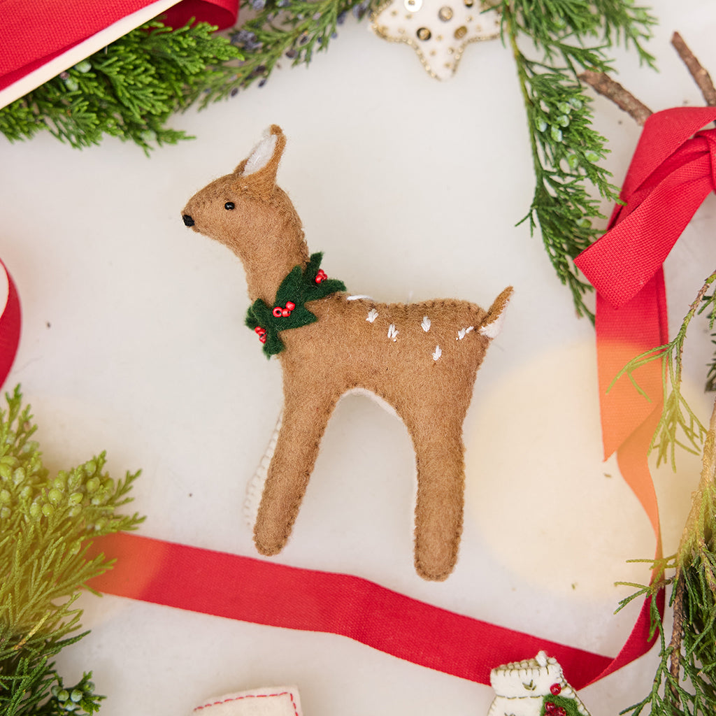 Winter Wreath Fawn Ornament