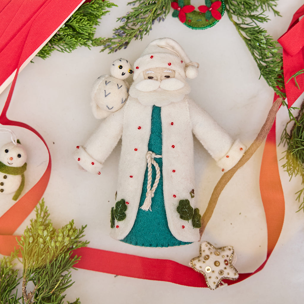 Woodland Santa with Owl Ornament