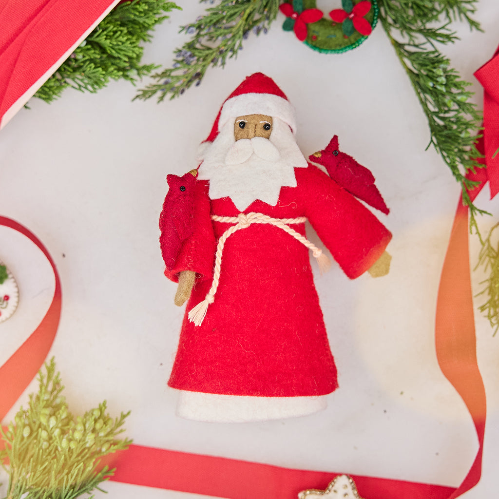 Snowy Garden Father Christmas Ornament - Brown