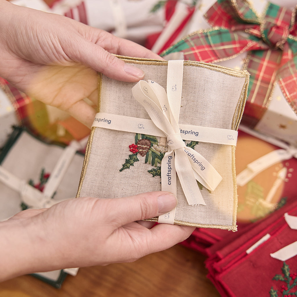 Natural Candle Cocktail Napkins - Set of 4