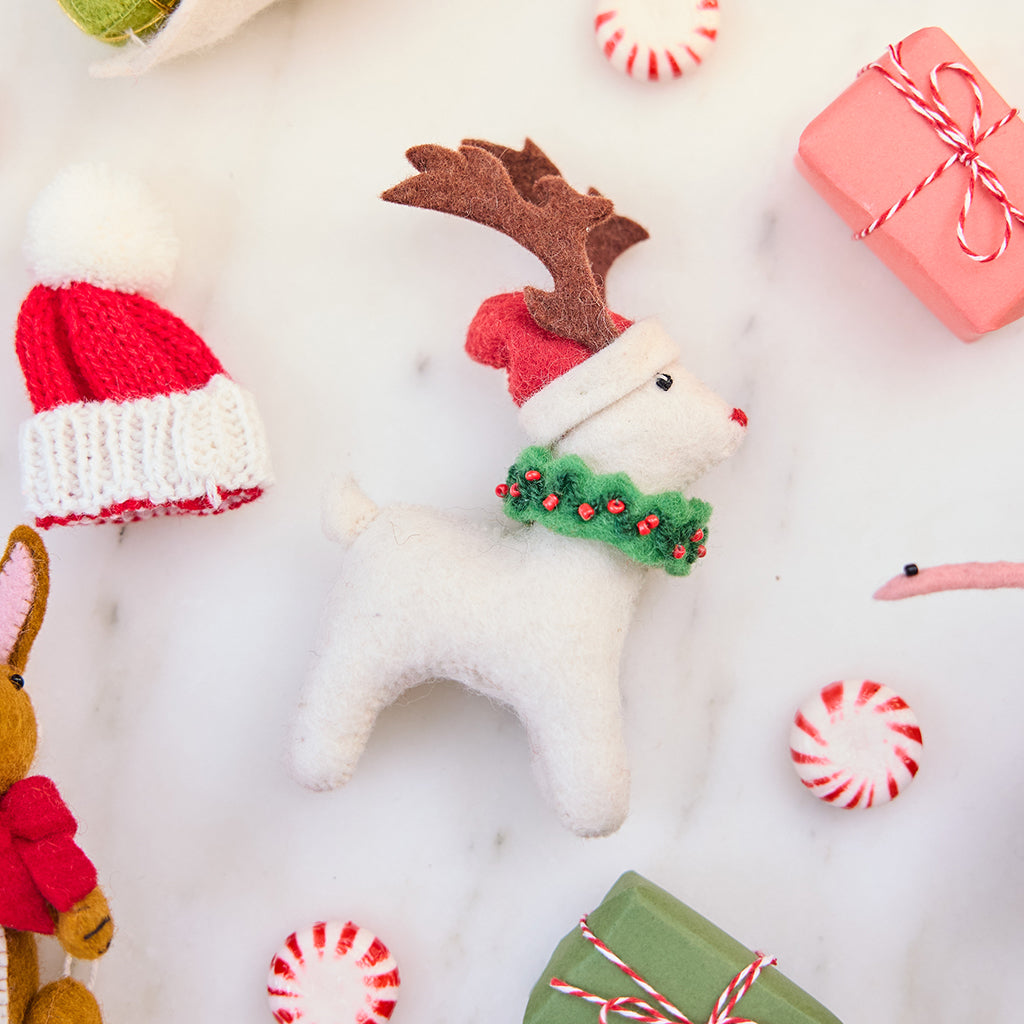 Santa Eggnog Reindeer Ornament