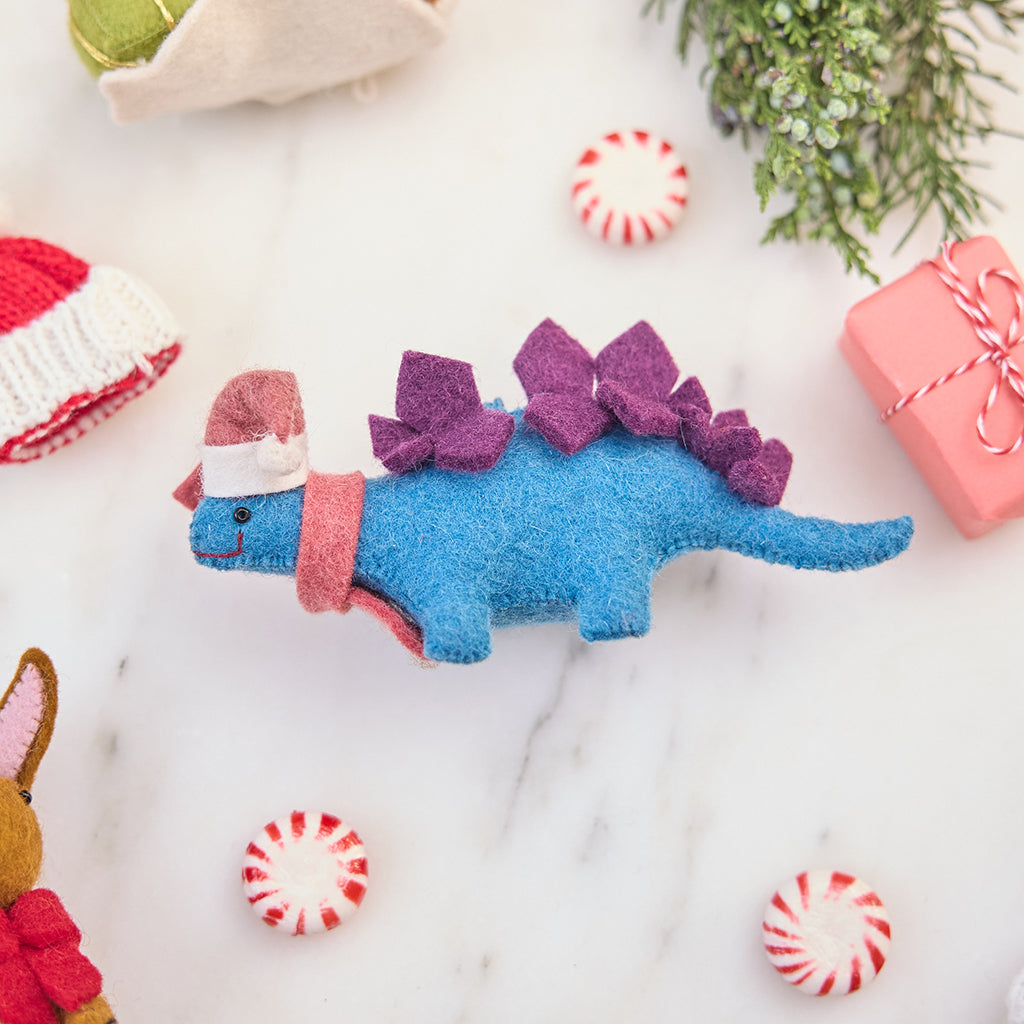 Christmas Ready Santa Stegosaurus Ornament