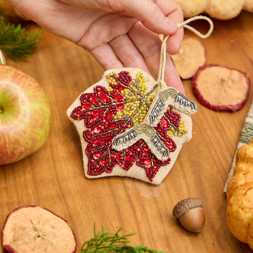 Maple Leaf Beaded Ornament