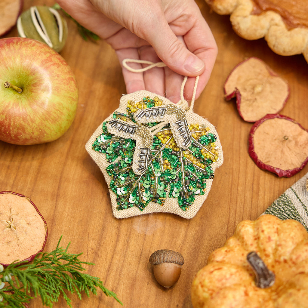 Maple Leaf Beaded Ornament