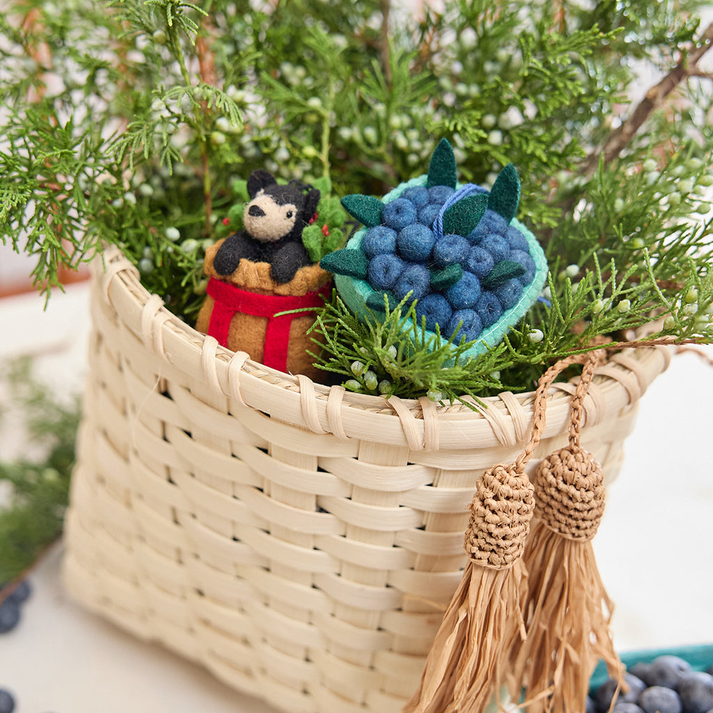Black Bear Cub in Adirondack Basket Ornament | Handmade Holiday