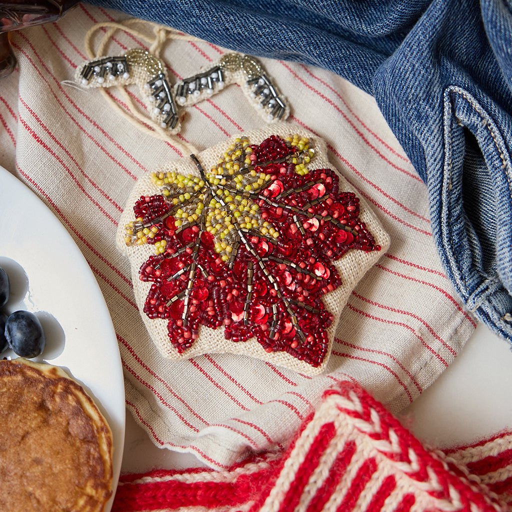 Maple Leaf Beaded Ornament
