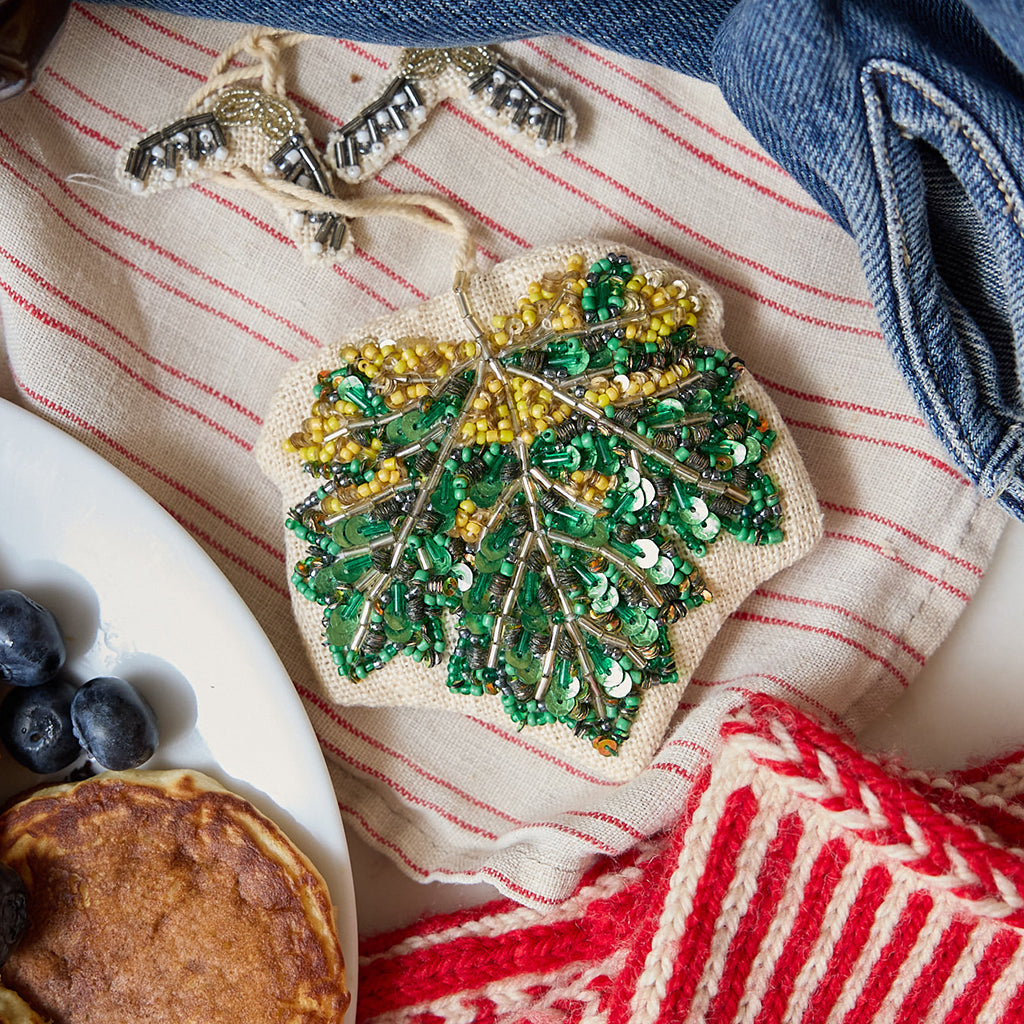 Maple Leaf Beaded Ornament