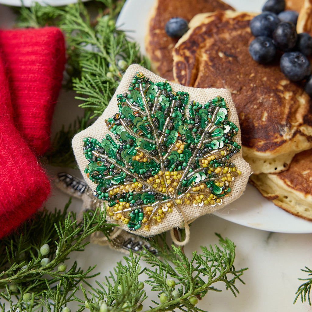 Maple Leaf Beaded Ornament