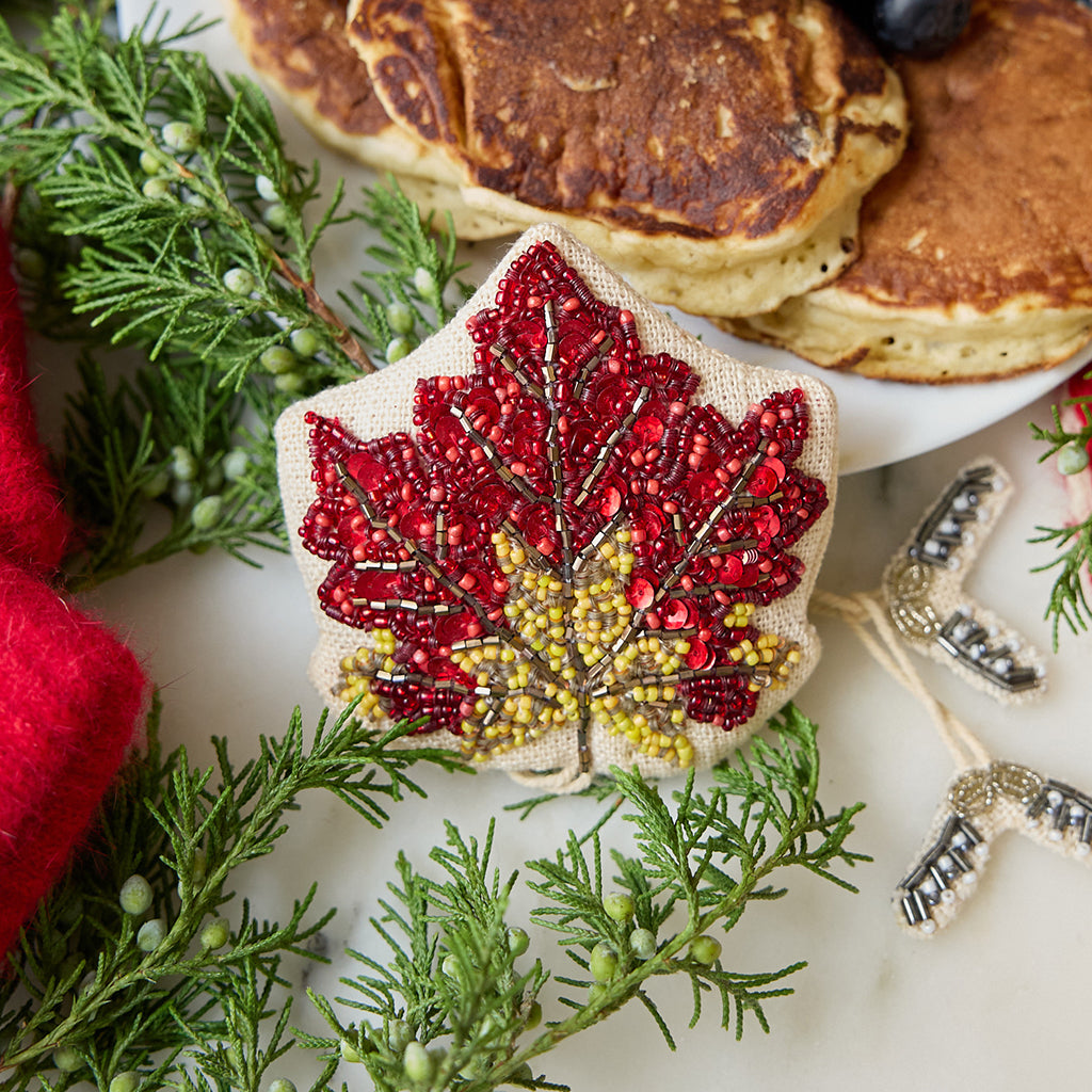 Maple Leaf Beaded Ornament