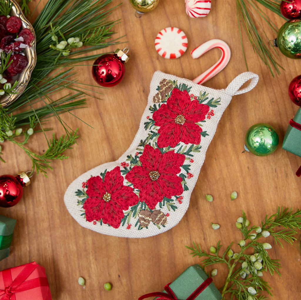 Mini Poinsettia Stocking Ornament