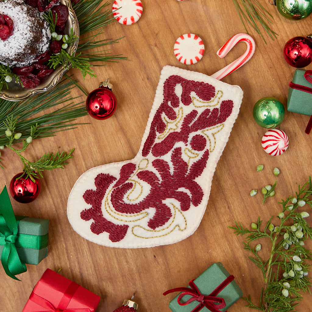 Mini Red & Gold Stocking Ornament