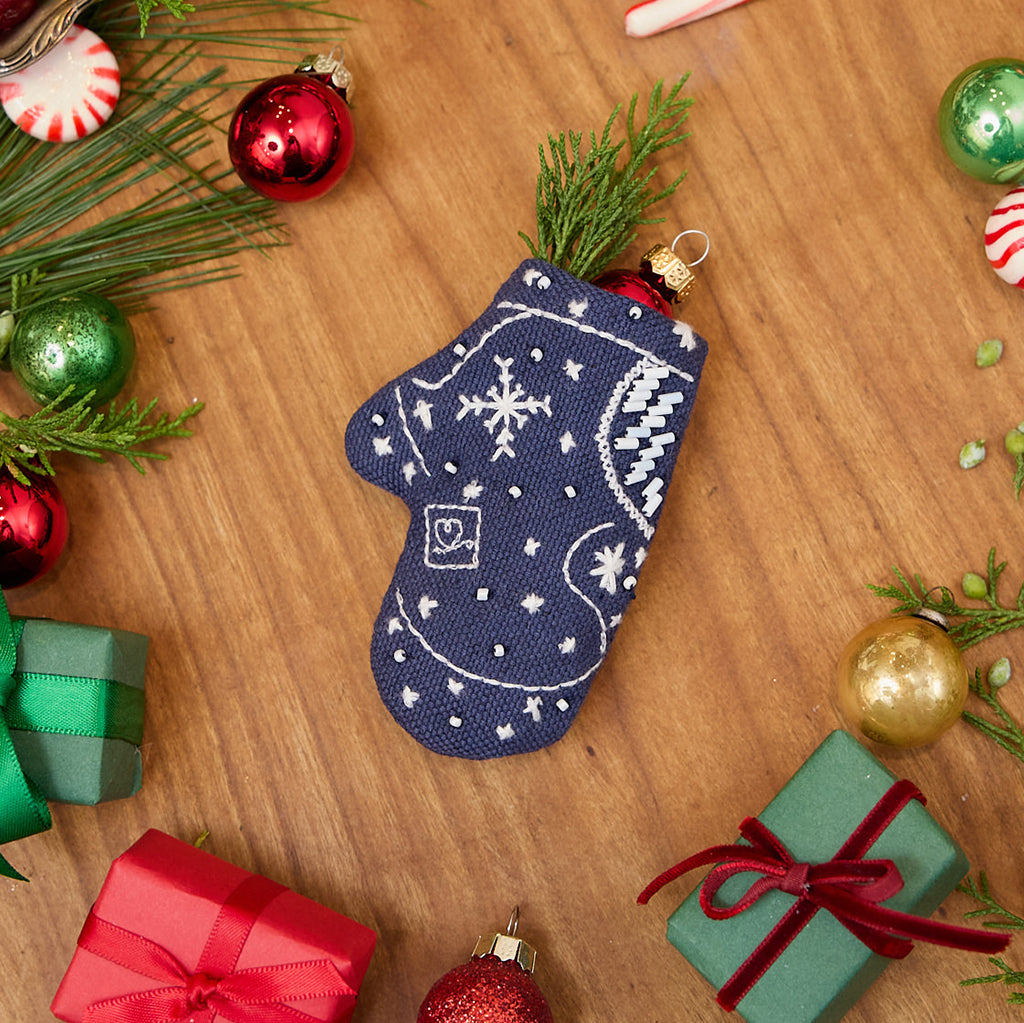 Mini Patchwork Mitten Ornament