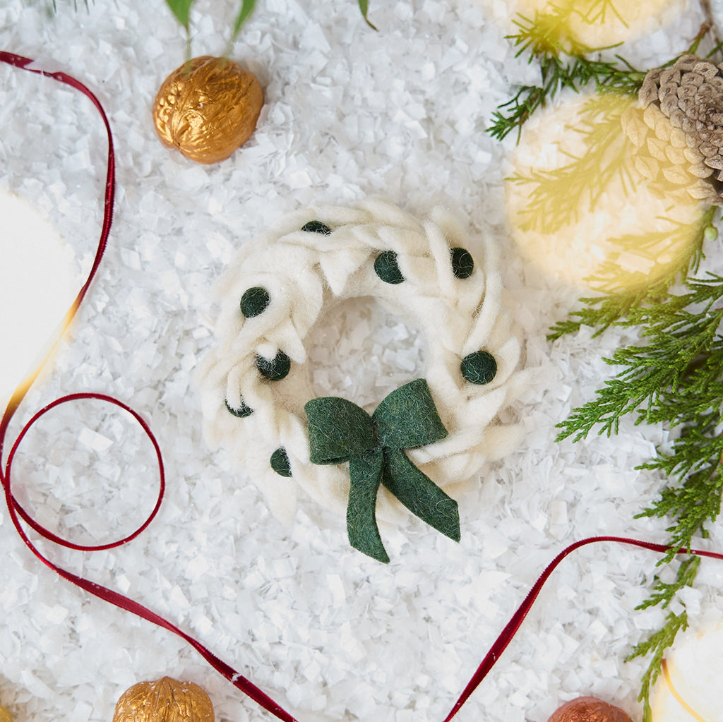 White Holiday Wreath Ornament