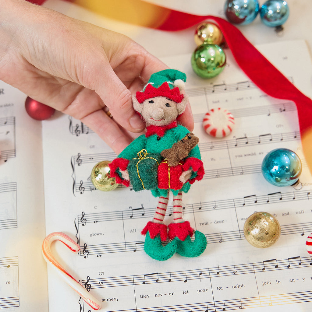 Elf with Gifts Ornament