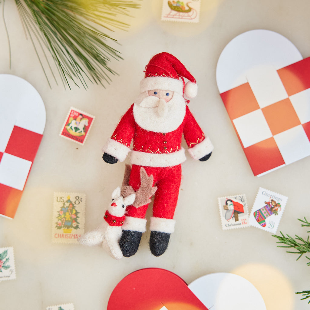 Baby Rudolph Santa Ornament