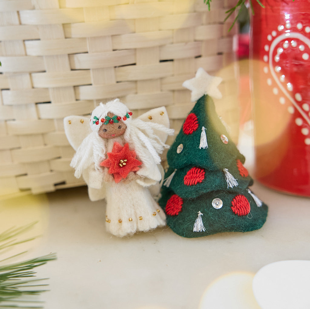 Poinsettia Star Angel Ornament
