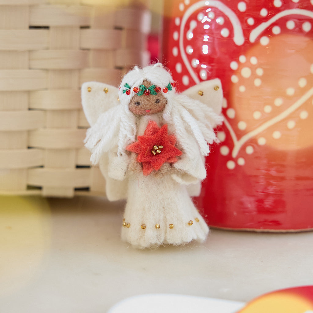 Poinsettia Star Angel Ornament