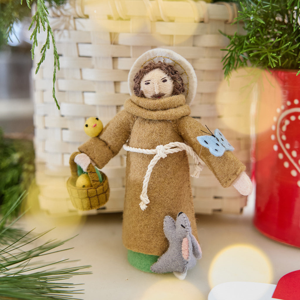 Spring Saint Francis with Chicks & Bunny Ornament