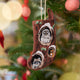Craftspring’s Mini Woodland Stocking ornament — featuring intricate beaded and embroidered details, displayed on a Christmas tree for a festive holiday scene, ethically crafted by artisans.