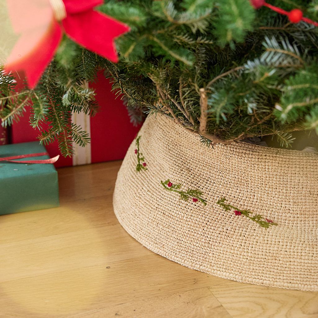 Evergreen Crocheted Raffia Tree Collar
