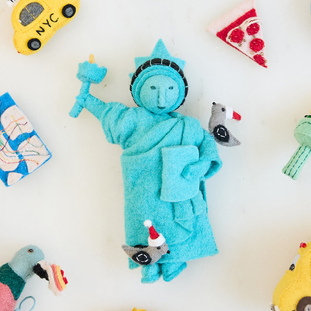 Santa Pigeons on Lady Liberty Ornament