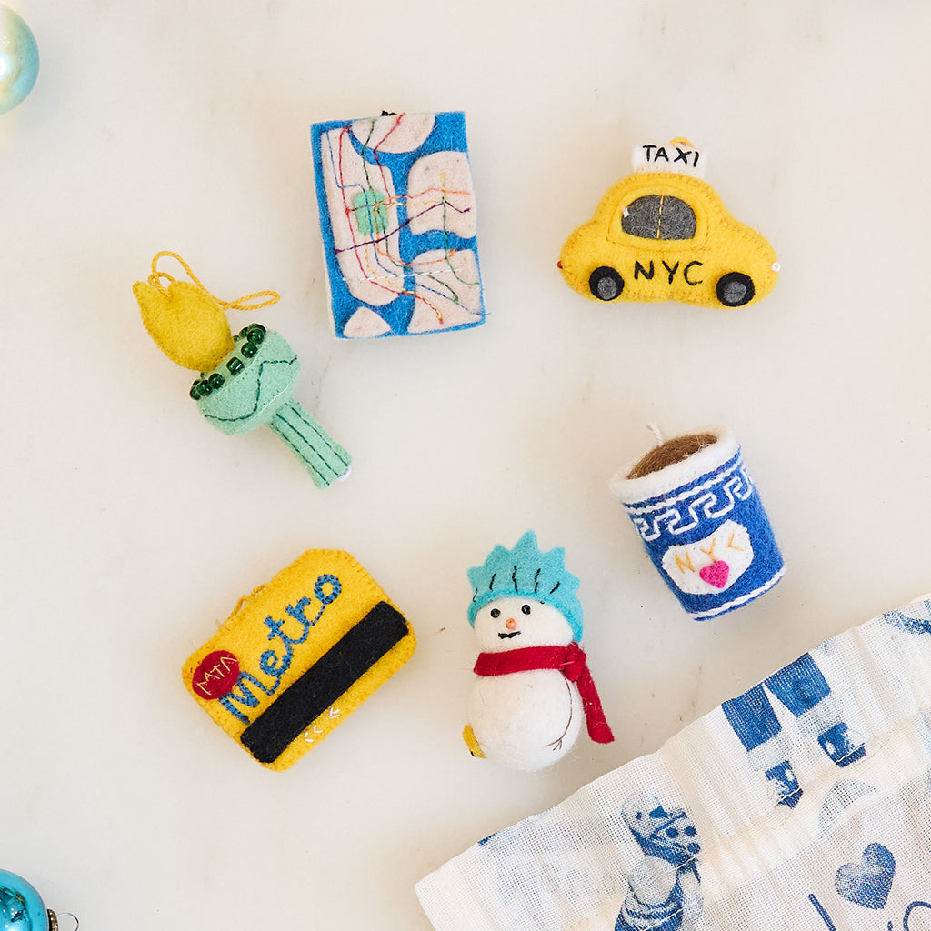 Hand-Felted Classic Mini New York City Icons Ornaments - Set of 6