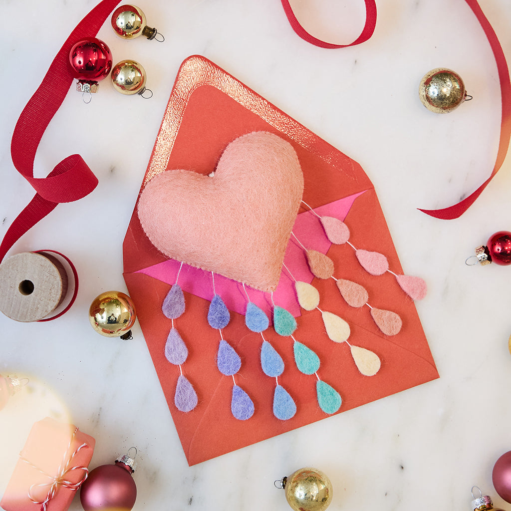 Pastel Rainbow Drop Heart Ornament