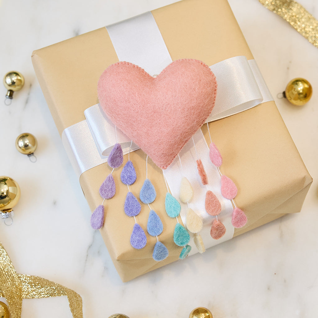 Pastel Rainbow Drop Heart Ornament