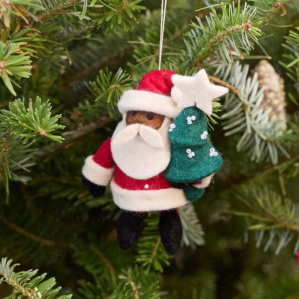 Joyful Days Santa Ornament - Deep Brown