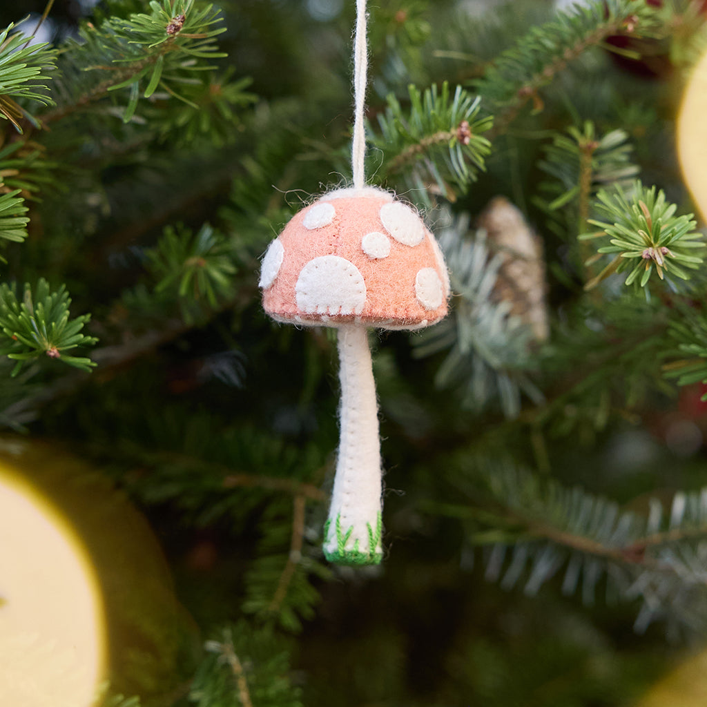 Small Pink Lady Mushroom Ornament