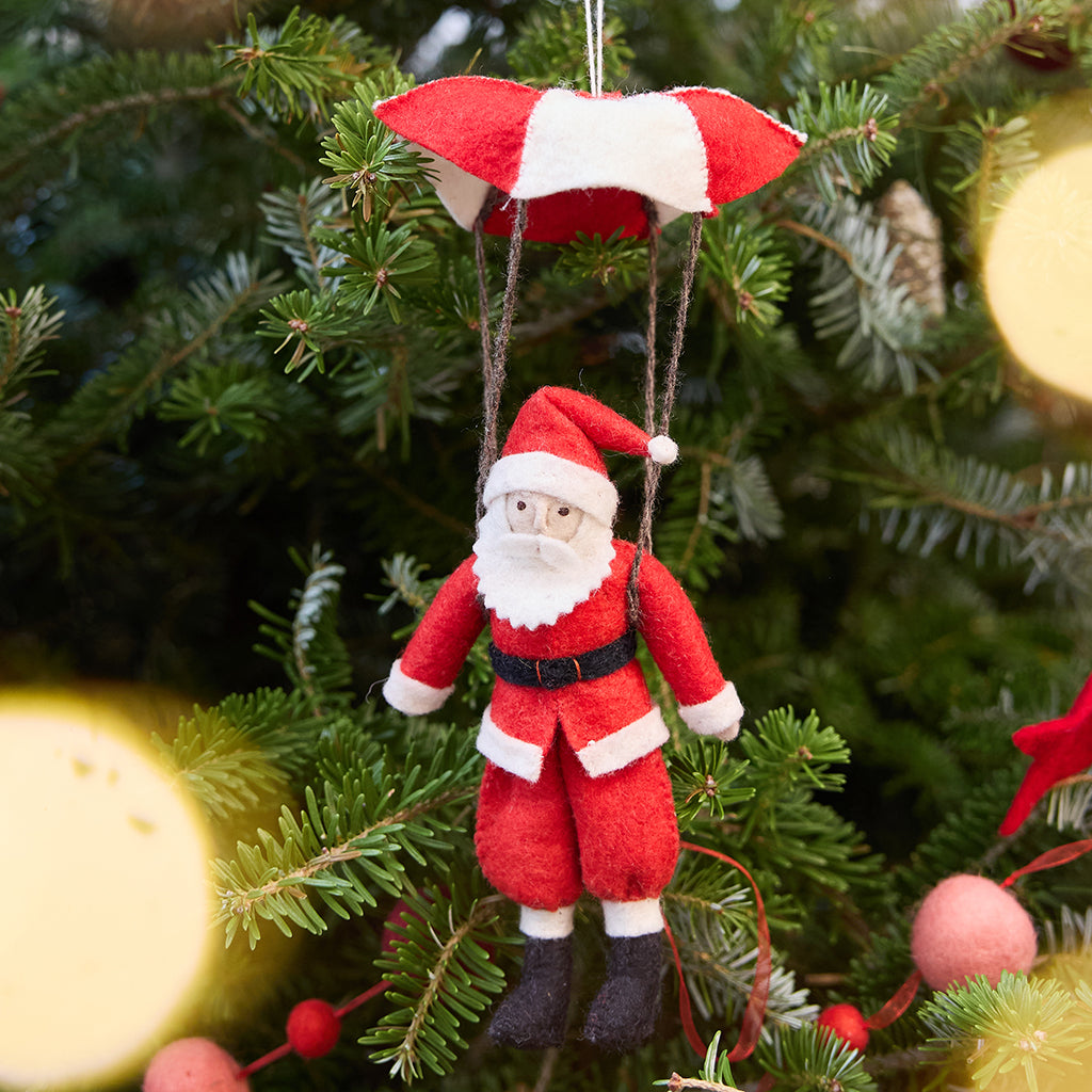 Hand Felted Red Parachute Santa Ornament – Craftspring