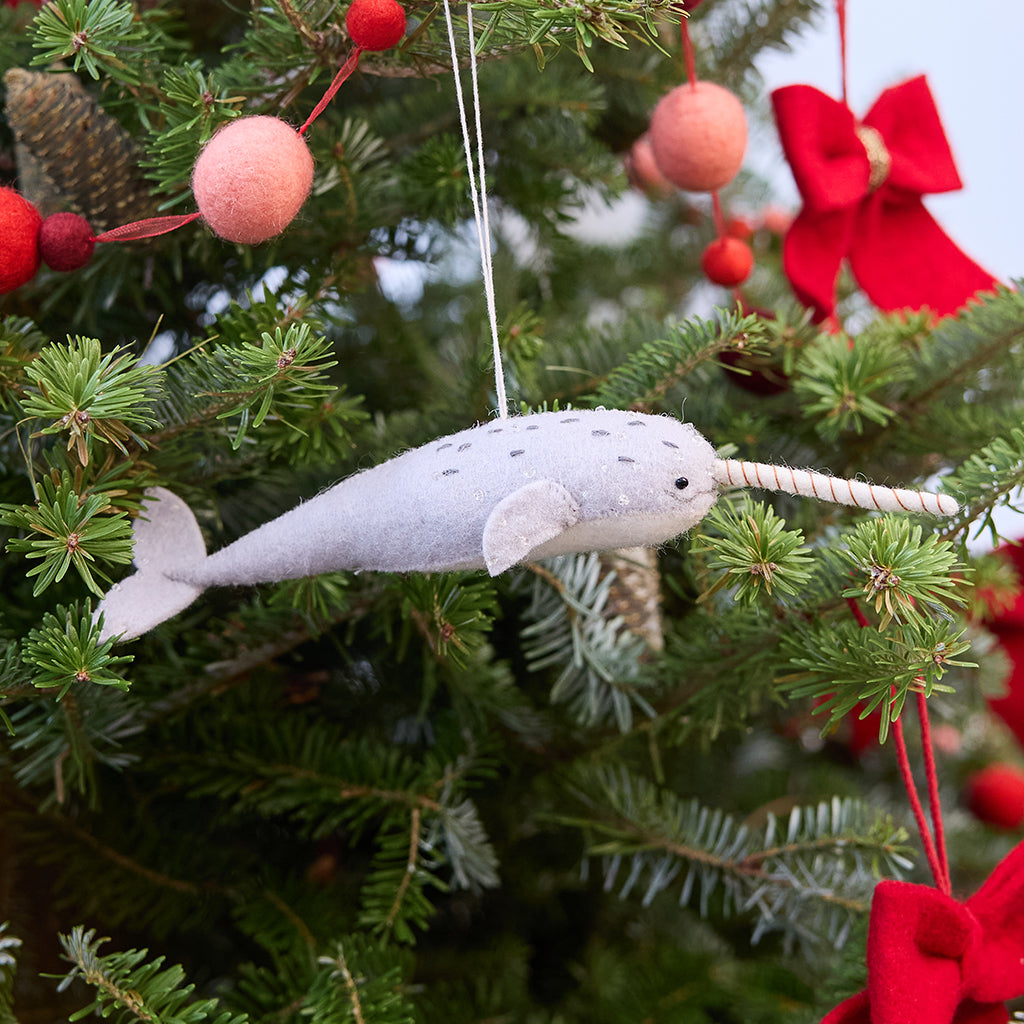 Gray-Blue Mystical Narwhal Ornament