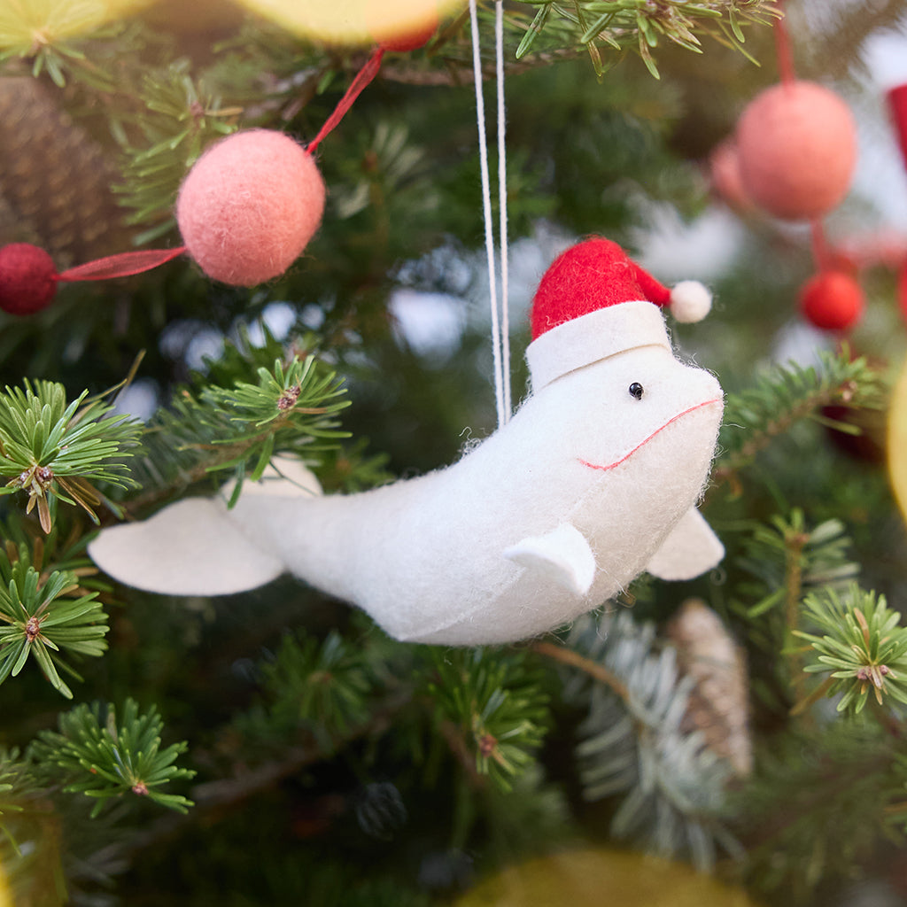 Joyful Santa Beluga Ornament