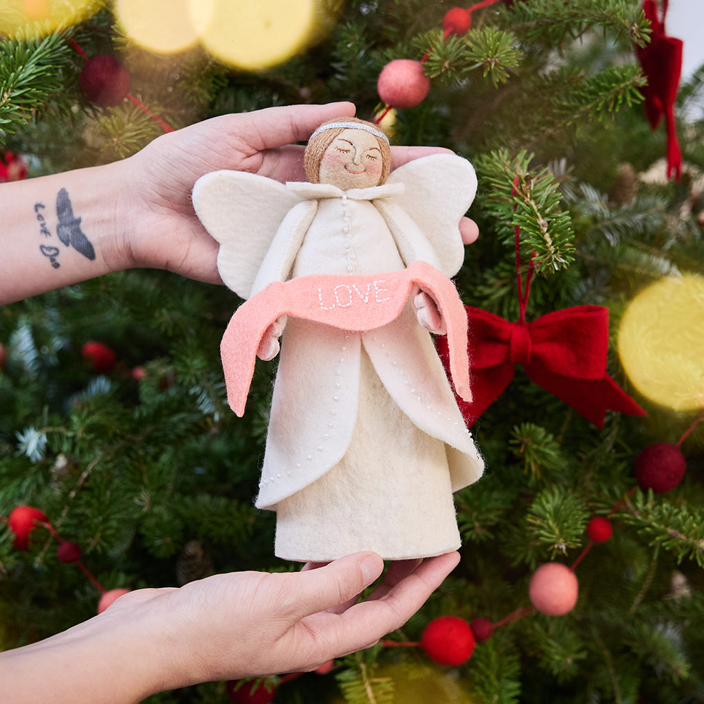 Large Message Love Angel Tree Topper