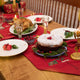 Red Candle Garland Linen Table Runner