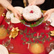 Red Candle Garland Linen Table Runner