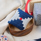 Indigo Quilted Ornament from Craftspring’s Set of 4 displayed among craft supplies—highlighting heirloom-quality quilting, festive holiday crafting, and thoughtful Christmas gifting, ethically handmade by artisans.